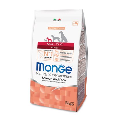 MONGE DOG Mini Adult Losos, rýže 15kg, 27/14 - chovatelské balení - mini losos.jpg