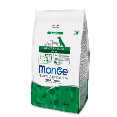 MONGE DOG Maxi Adult Kuře, rýže 15kg, 27/12,5 - chovatelské balení - monge_new_cane_secco_maxi_adult 3kg.jpg