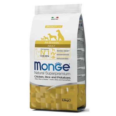 MONGE DOG Kuře, rýže, brambory  15kg 25/15 - chovatelské balení - kuře brambor adult.jpg