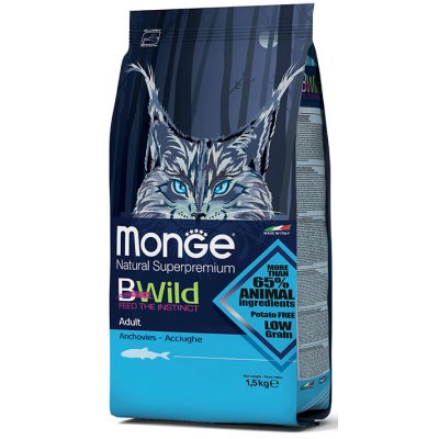 MONGE BWILD Cat Adult Ančovičky  34/17   1,5kg