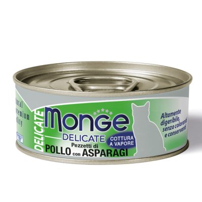 MONGE NATURAL Cat  konzerva  kuřecí kousky s chřestem 80g/24bal. - monge_gatto_umido_natural_delicate_pezzetti_di_pollo_con_asparagi.jpg