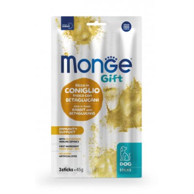 MONGE GIFT  Dog  Dentální  jemné tyčinky IMUNITA  králík/nukleotidy/betaglukany 45g(28)