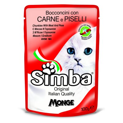 SIMBA Cat kapsička hovězí s hráškem  100g/24bal