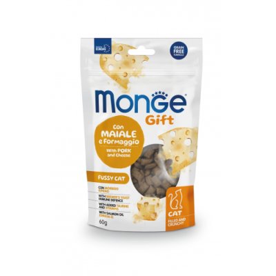 MONGE GIFT Cat Pněné polštářky s vepřovým masem a sýrem 60g/10