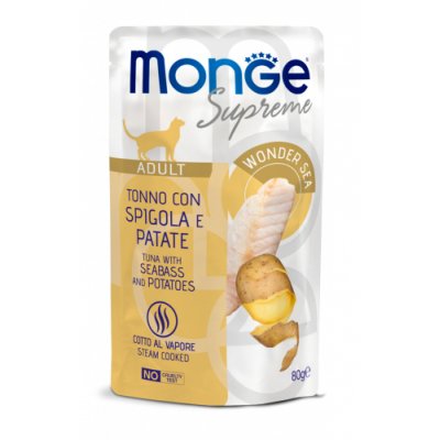 MONGE SUPREME Cat FLAKES kapsička tuňák/mořský vlk/brambory  80g/24bal